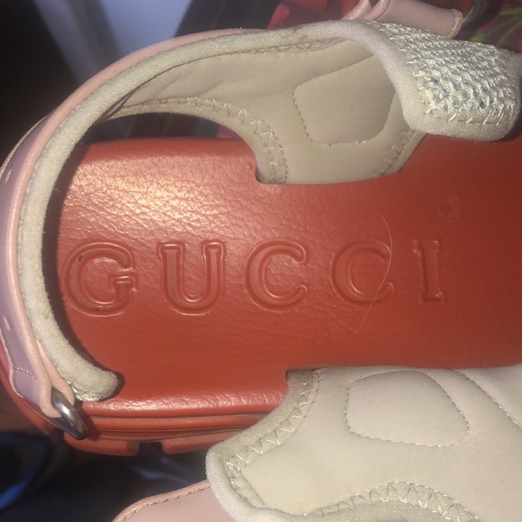 Gucci red and grey leather open toe shoes (with box) - Picture 3 of 8